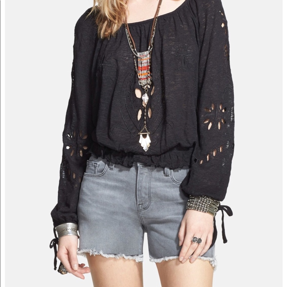 NWT Free People Jewel cut-out peasant top - Picture 2 of 4